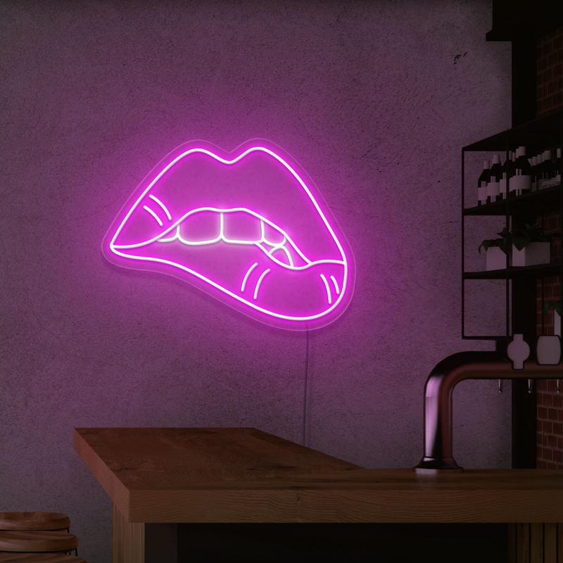 Biting Lip Neon Sign