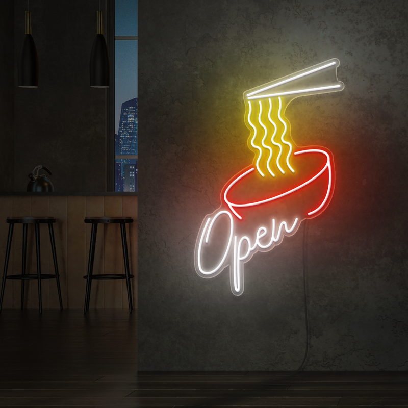 Ramen Bowl Neon Open Sign