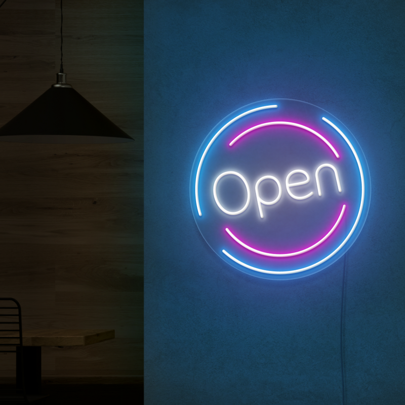 Circle Neon Open Sign