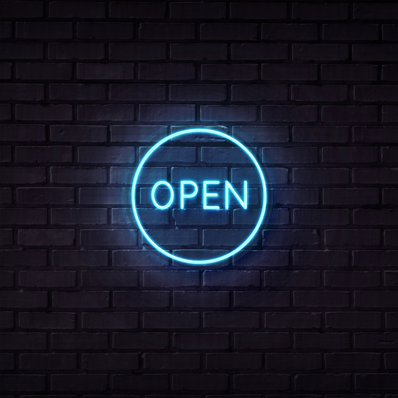 Open Neon Sign (Circle)