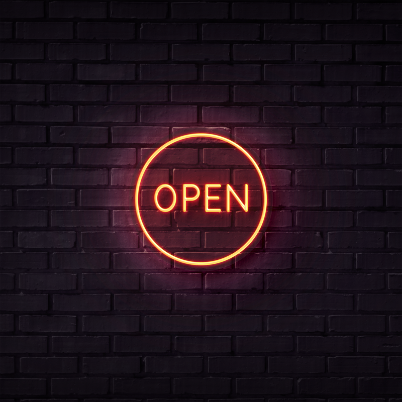 Open Neon Sign (Circle)