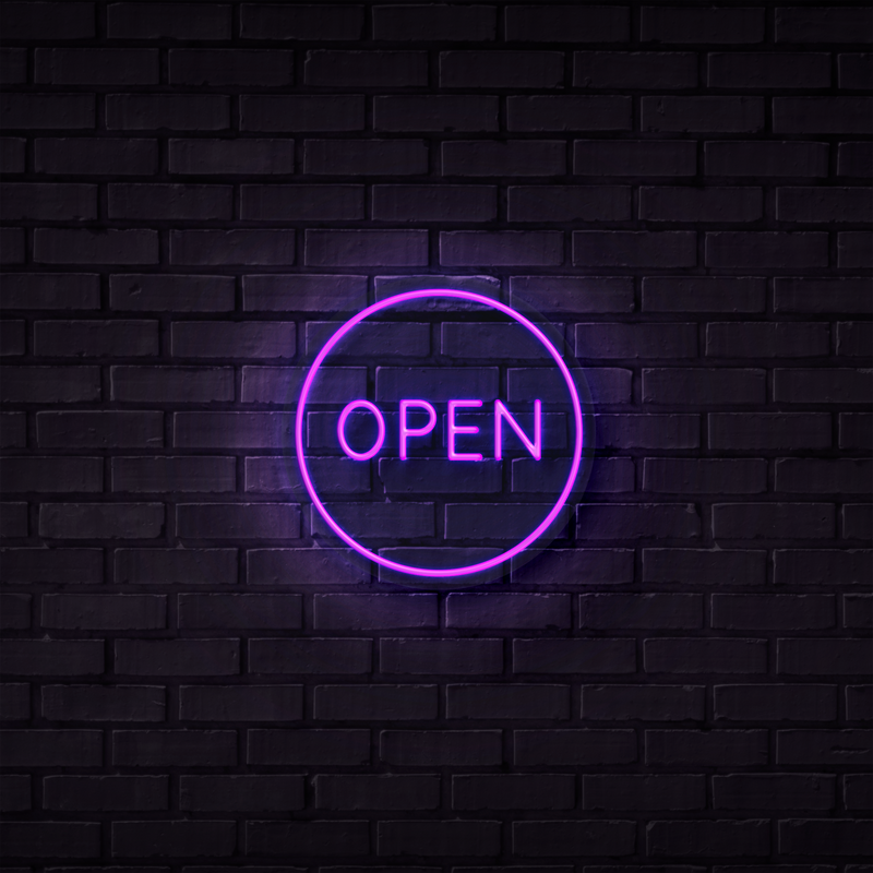 Open Neon Sign (Circle)