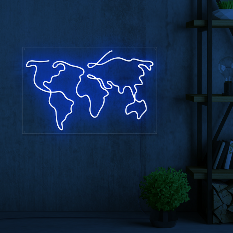 World Map Neon Sign