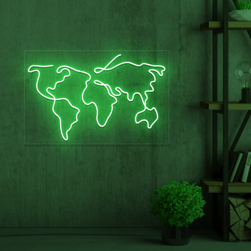 World Map Neon Sign