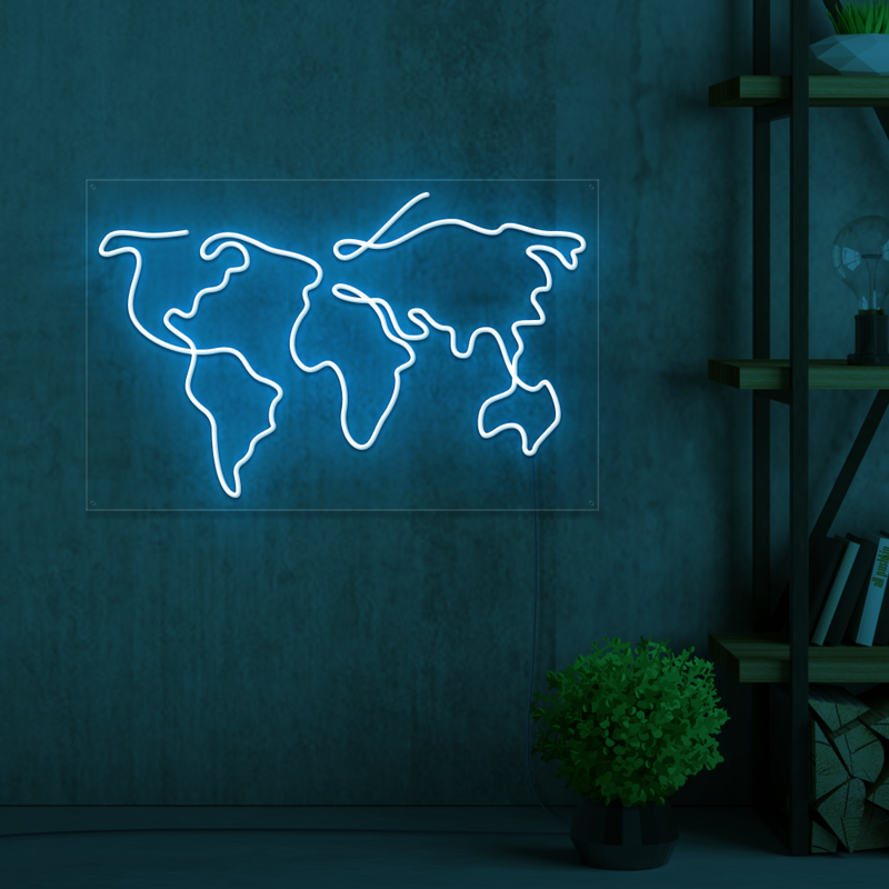 World Map Neon Sign