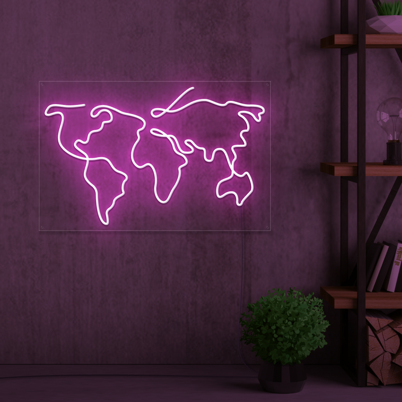 World Map Neon Sign