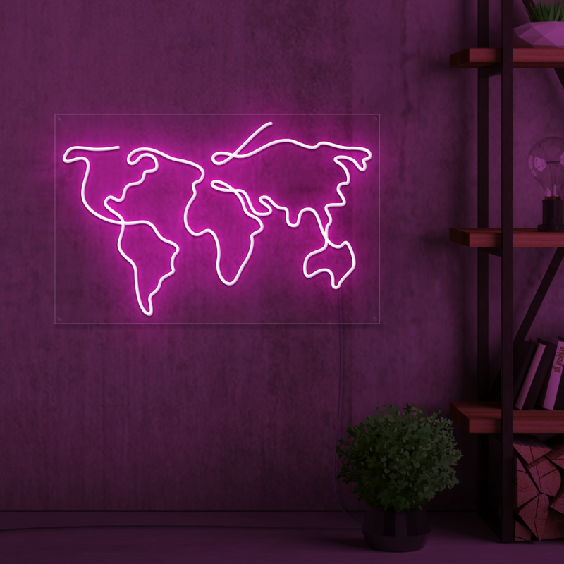 World Map Neon Sign