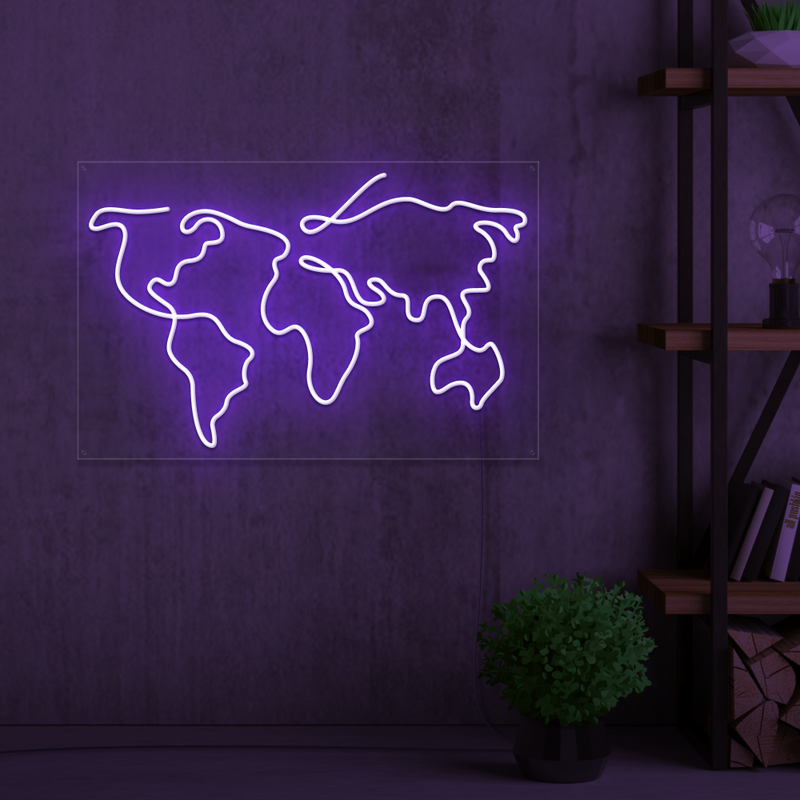 World Map Neon Sign